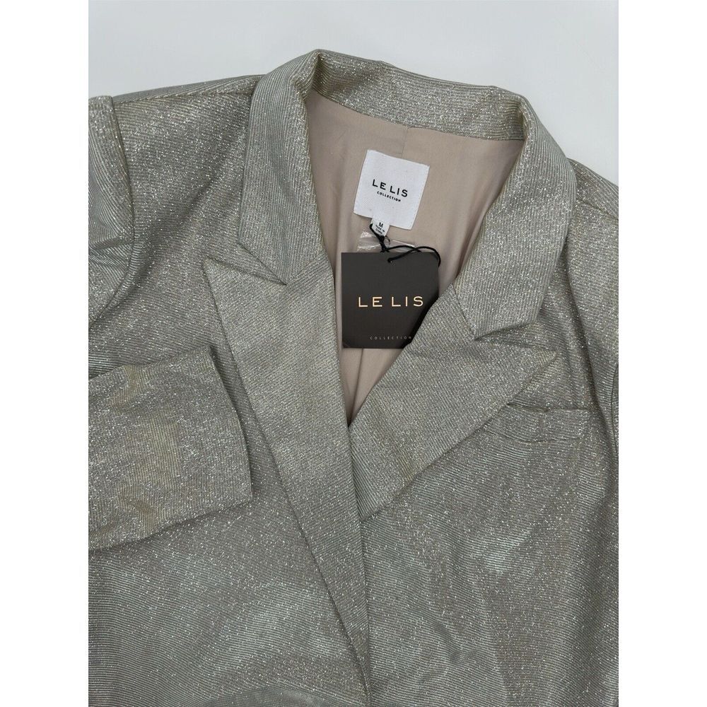 LE LIS Oversized Metallic Blazer‎ Silver Women's Size Medium NEW